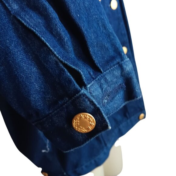 Vintage Women's Denim jacket 4P gold rope epaulets navy studs 90's Carole Little - Picture 6 of 8